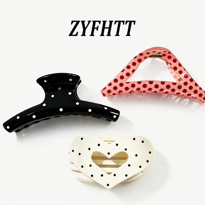 2/3pcs ZYFHTT Black White Pink Polka Dot Hair Clip Claw for Women Unique Heart Triangle Ponytail clip Fashion Girls Shark Clip