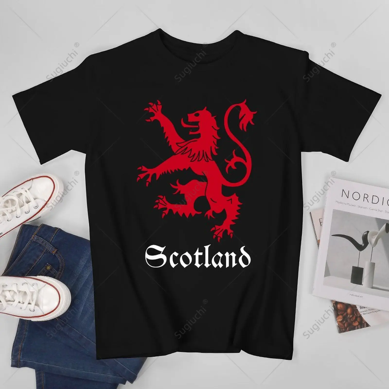 Unisex Men Scottish Lion Rampant Scotland Coat Arms Emblem Tshirt Tees T Shirts Women Boys 100% Cotton T-Shirt