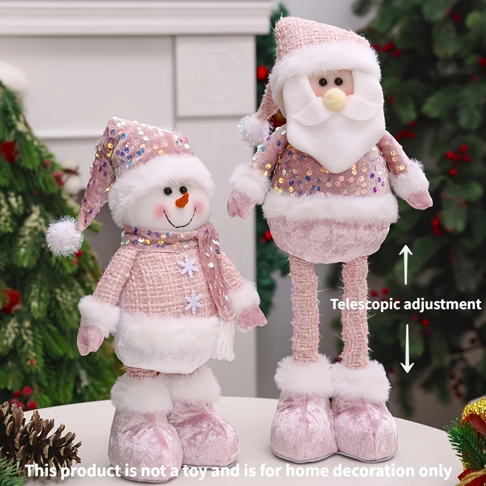 

New Enchanting Pink Adjustable-height Snowman Santa Claus and Reindeer Christmas Ornaments Holiday Home and Office Decorations
