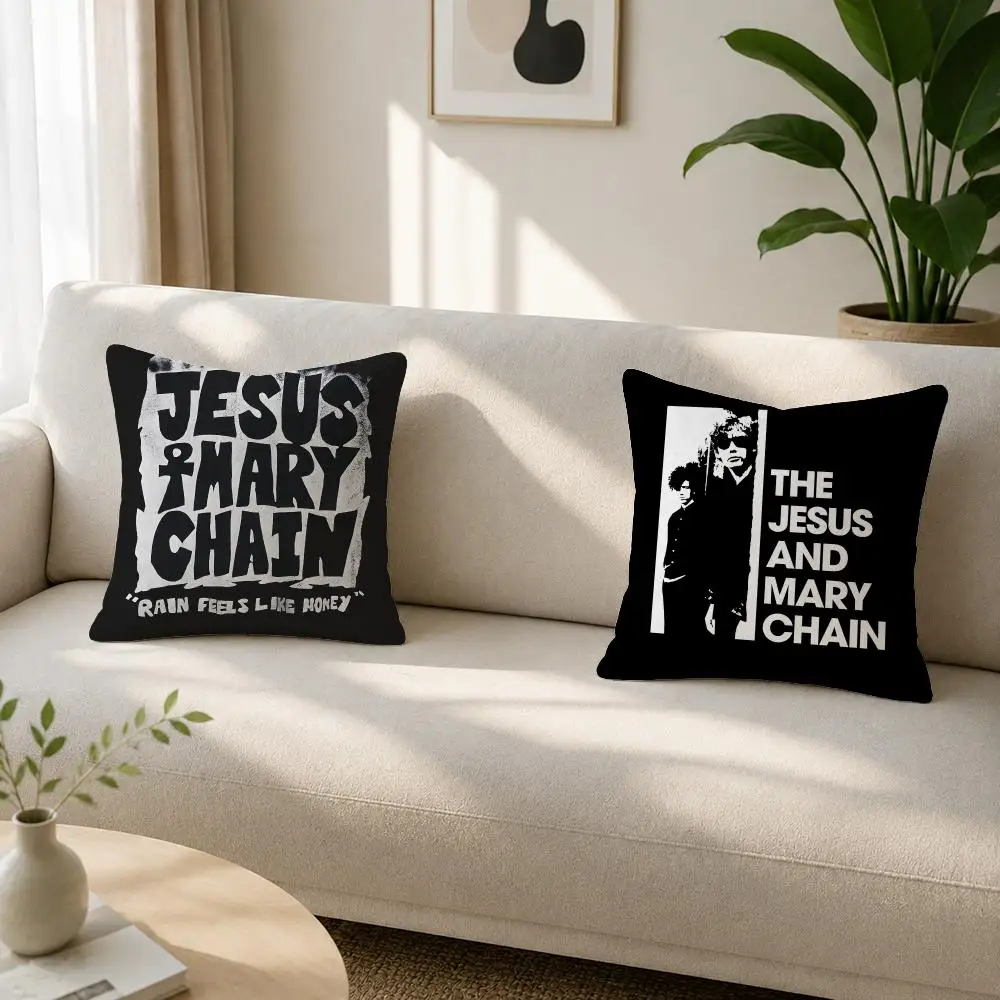 Band The Jesus and Mary Chain Cushion Cover Soft Plush Cushion Covers Fluffy Throw Pillow Cases for Sofa Bedroom Home Decor