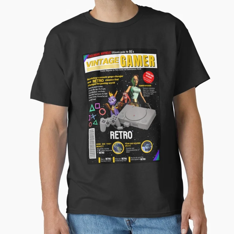 

Magazine Tomb Raider Lara Croft The Angel Of Darkness 80s Video game Gift t shirt for man Large size Tops printed men's Clothes