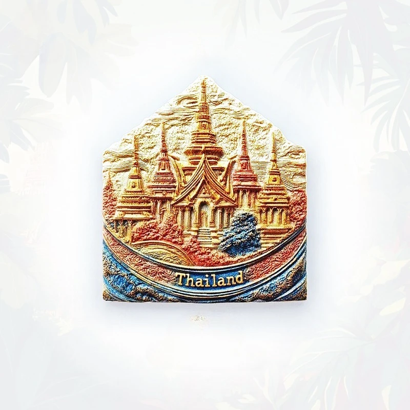 

Thai Golden Temple Shawl Fridge Magnet - 3D Bangkok Souvenir Buddhist Art Decor Unique Spiritual Gift