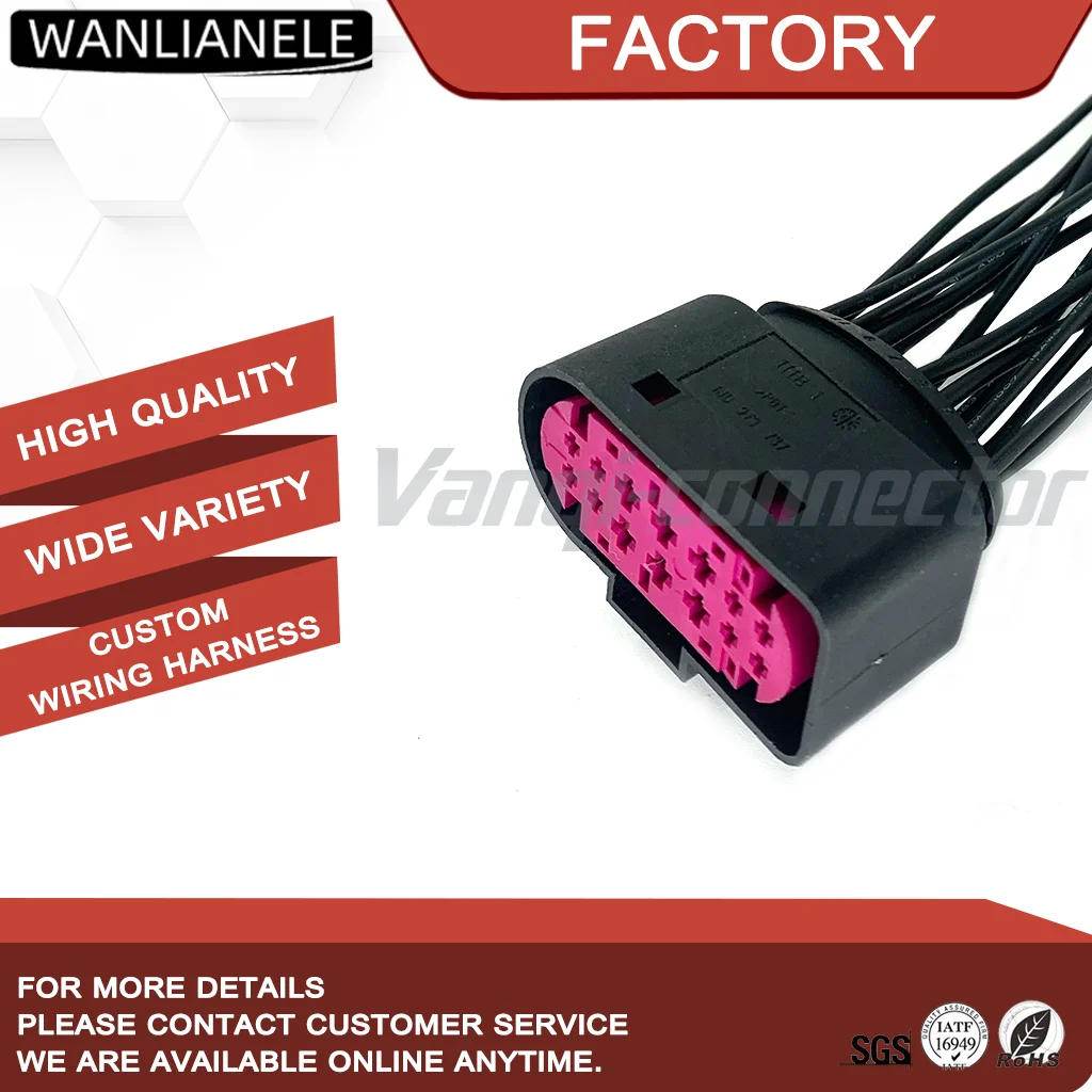 50Set 14Pin Headlight Connector 1J0973737  1719105-1 Female Socket Waterproof 20A For VW Audi Skoda Lamp With 15cm Wires