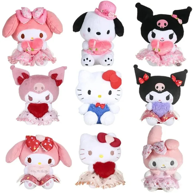 Cartoon Anime Love Series My Melody Kuromi Hellokittys Cinnamoroll Plush Toy Cute Valentine's Day Gift Plushie Doll Kids Gift