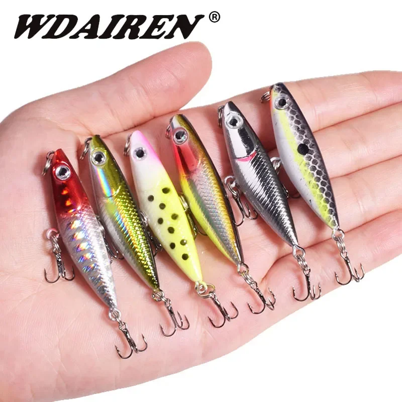 

1 Pc Topwater Fishing Lure 4.5cm 1.9g Mini Pencil Wobblers Silver Plastic Artificial Bait with Hook for Pike Bass Crankbait