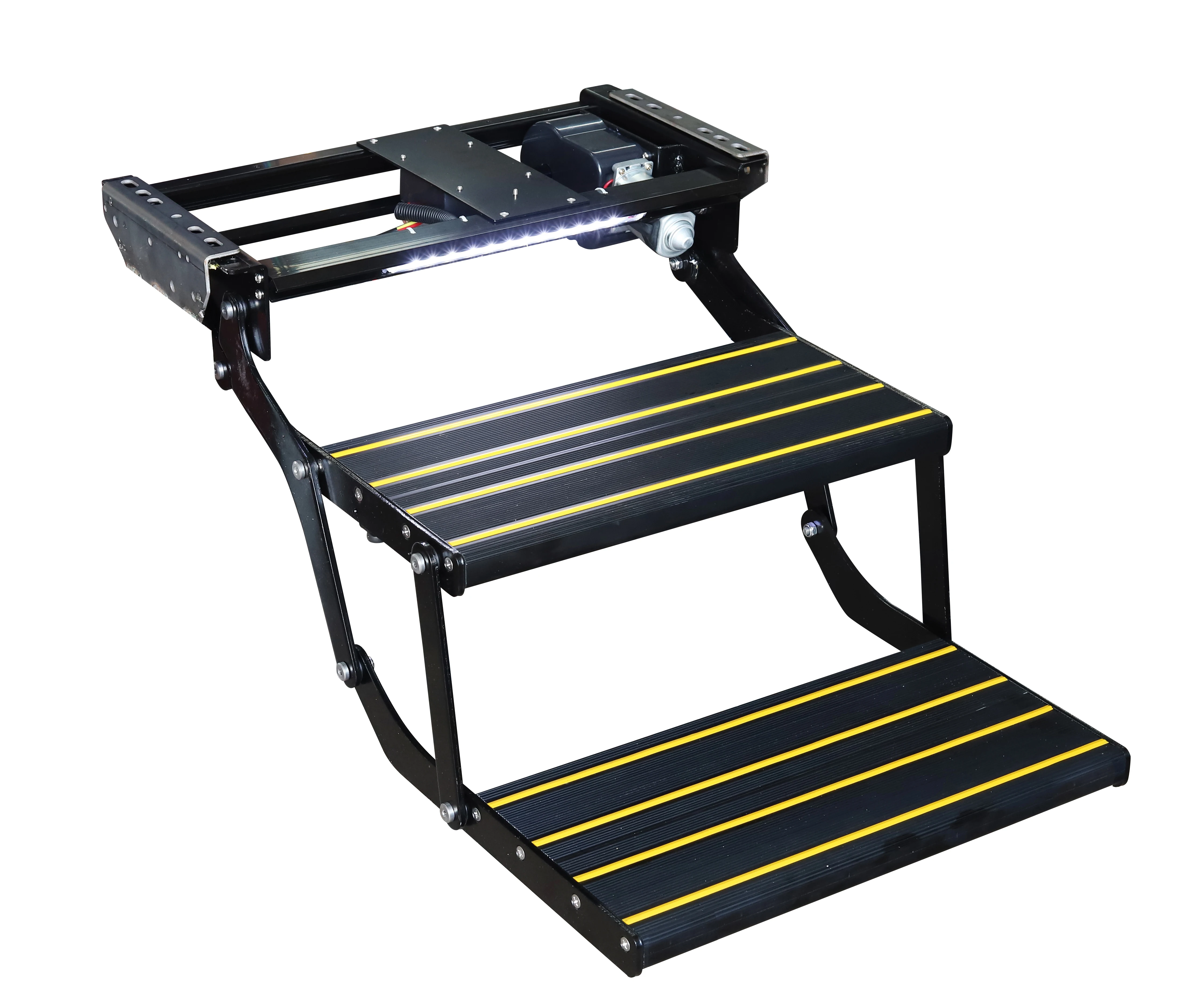 Manual Electrical Dual Option Aluminum Alloy Double RV Step Telescopic Folding Entry Stair For Camper