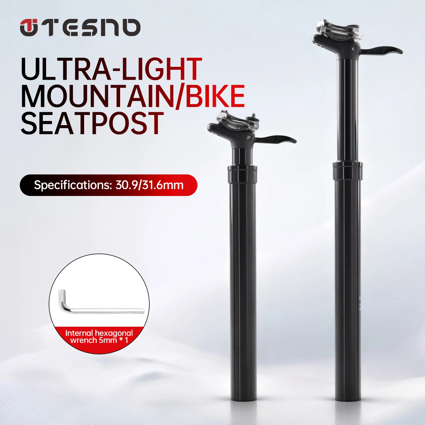 TESNO MTB Road Bicycle Seatpost 30.9/31.6mm Shock Absorber Dropper Post Manual Height Adjustable Bike Suspension Seat Tube