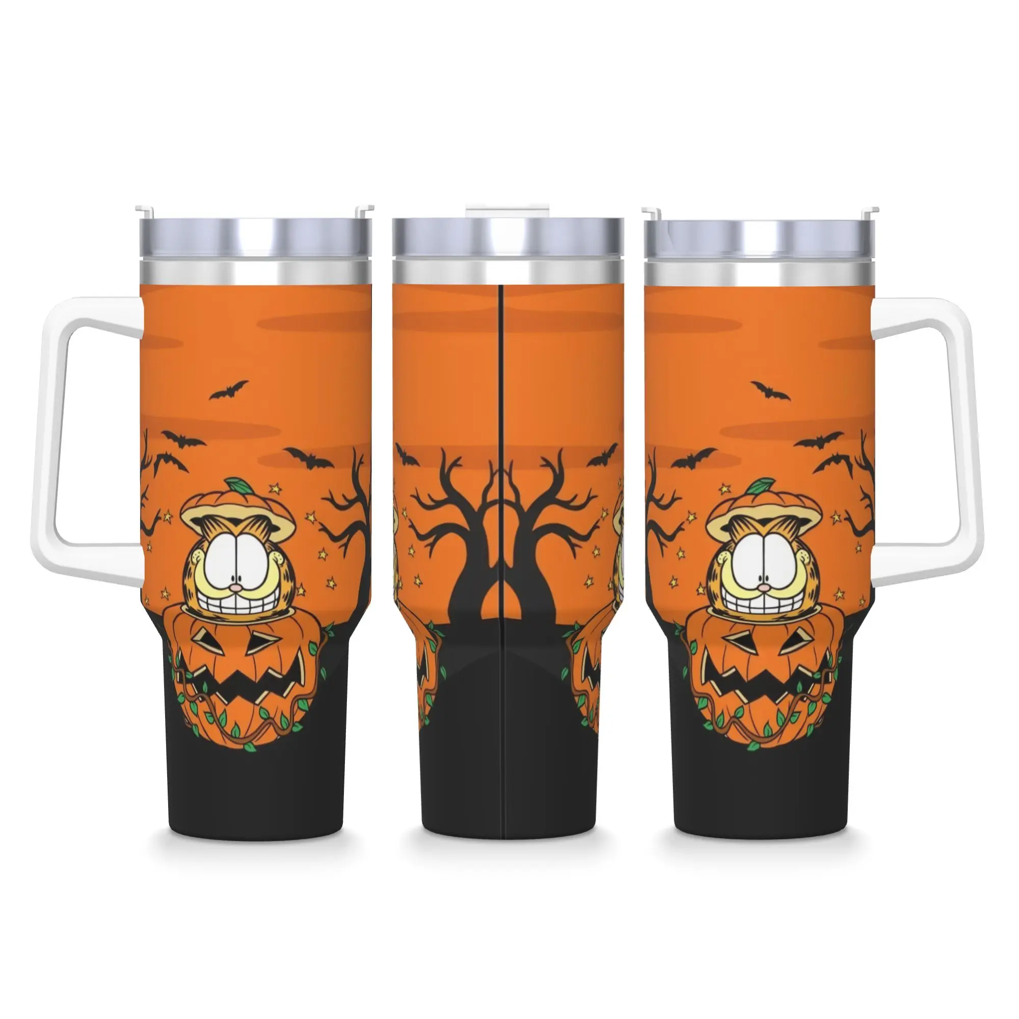 

Мультяшный стакан из нержавеющей стали Garfields, термочашки для кемпинга с соломинкой и крышкой, кружки на 40 унций, чашка, бутылка для горячих напитков, воды