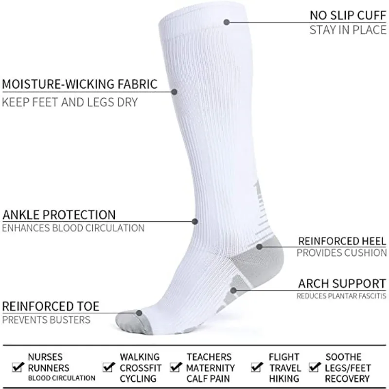 9 Colors Compression Socks Golfs Sport 20-30 Mmhg Nurse Medical Nursing Varicose Veins Edema Diabetes Pregnancy Men Socks