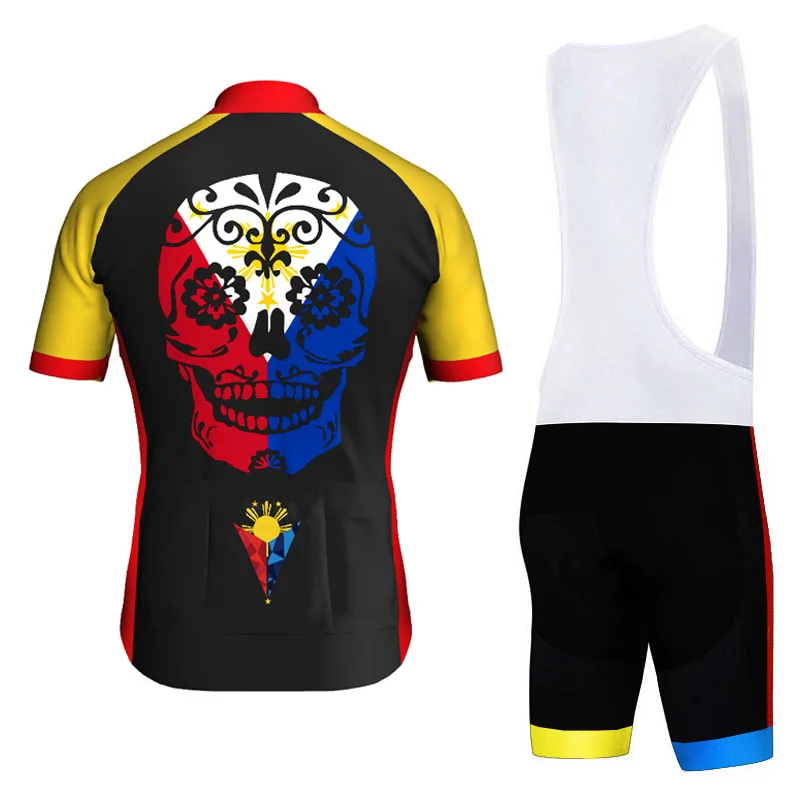 Philippines Man Outdoor Short Sleeve Cycling Jersey Sets Bicycle MTB Downhill Shirt Road Mountain Tight Jacket Ropa Bib Moto Kit