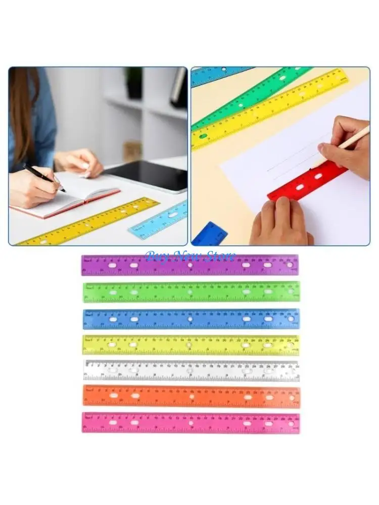 

20CE Math Ruler Colorful Drawing Ruler with Inches Centimeters Scale for Measuring