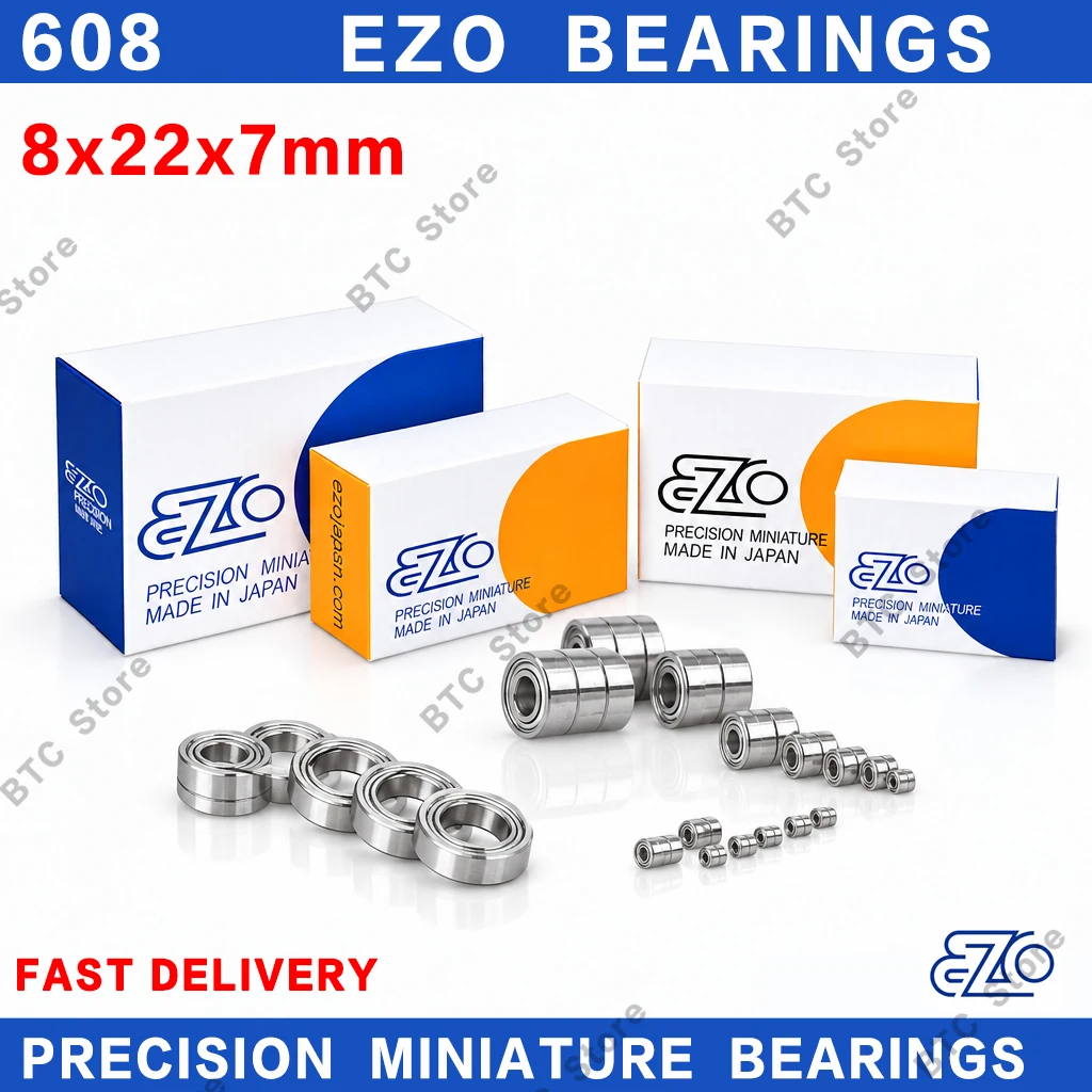 10Pcs Japan EZO Bearing ABEC-9 608 608ZZ 608-2RS 8x22x7mm Miniature Ball Bearings