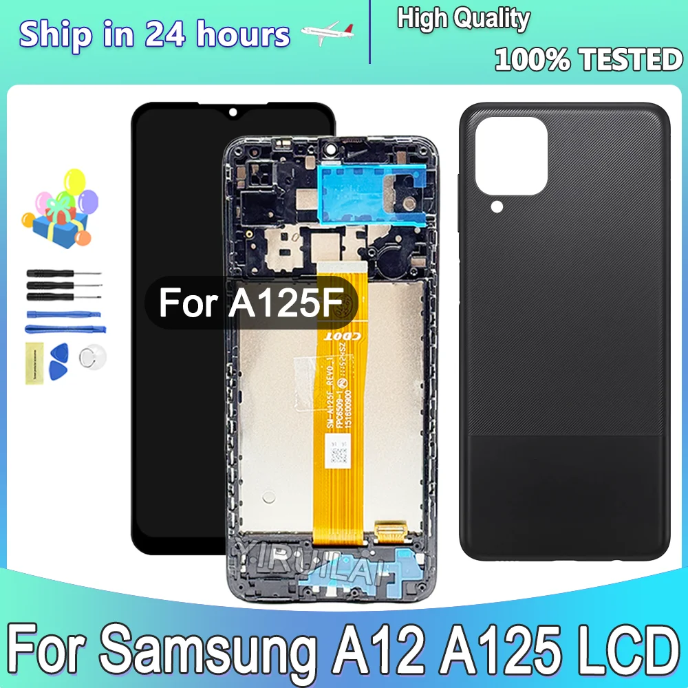 Pantalla LCD AMOLED para Samsung Galaxy A12, digitalizador de pantalla táctil para Samsung A12 A125F SM-A125F A125, reemplazo de pantalla LCD