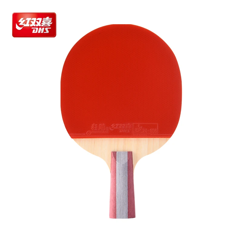 DHS Table Tennis Racket 5 Star H5006 Ping Pong Paddle Racket Bat 5-layer Wood Hurricane 3 Sticky Rubber Indoor Sports Raquete