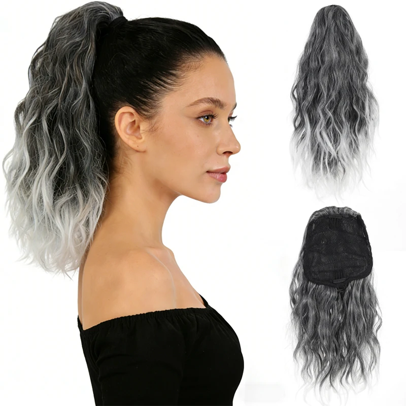 

Парик на шнурке, вьющийся хвостик, 30 см, 90 г, синтетическое волокно, волнистая волна, вьющийся короткий хвост