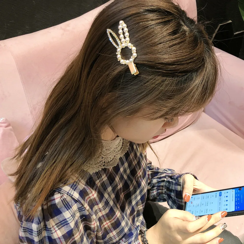 

2Pcs Pearl Rabbit Hair Clips Simple Elegant Hairpins for Wedding Party Daily Use Barrettes Hair Accessories 7x2.5cm