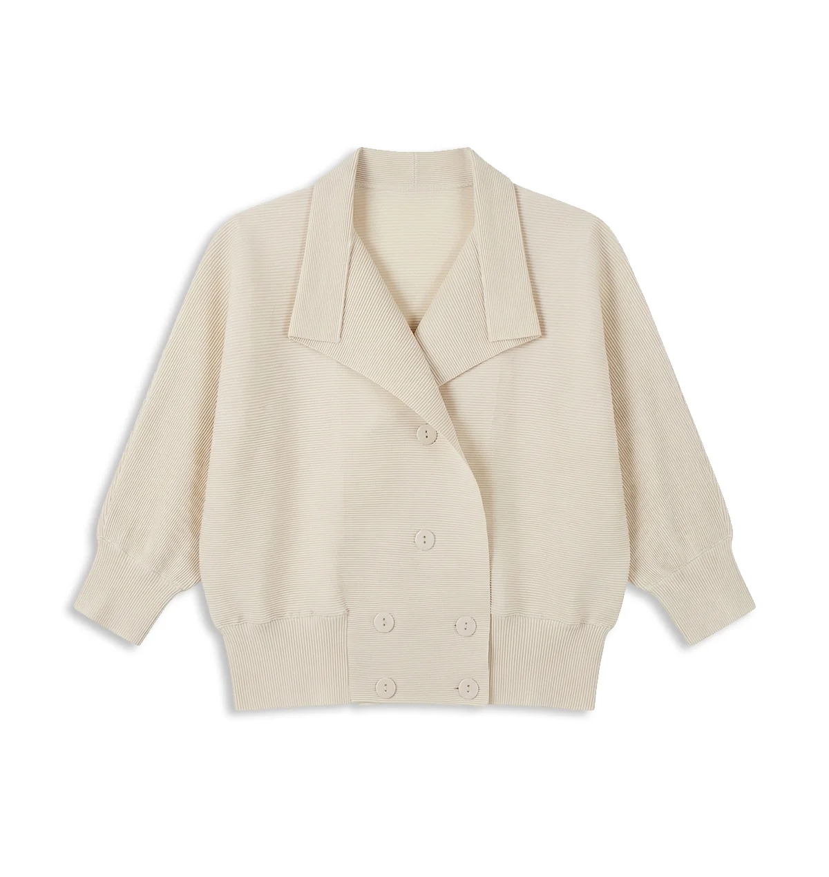 Miyake Plissierter Fledermausärmel-Cardigan für Damen, offene Vorderseite, kurze Jacke, leichte, lässige, elegante Bürojacke, rosa Oberbekleidung – Detail 14