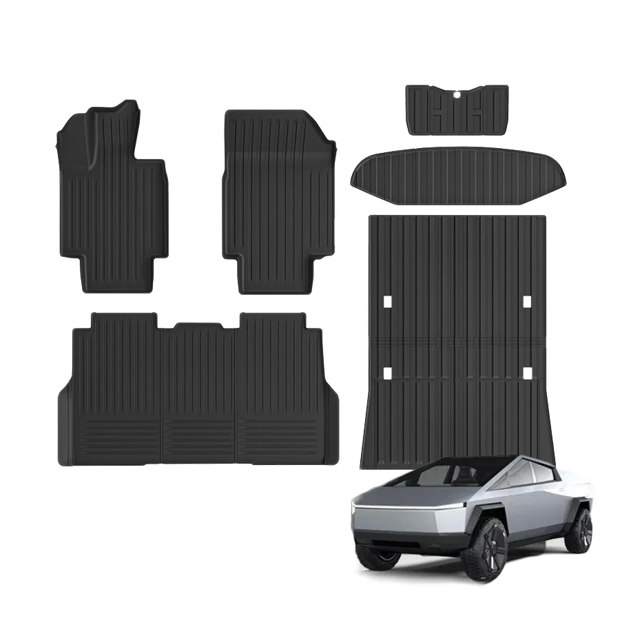 

TPE Floor Mats For 2024 Tesla Cybertruck Pickup All-Weather Trunk Bed Mats Odorless High-Coverage Floor Liner Protection