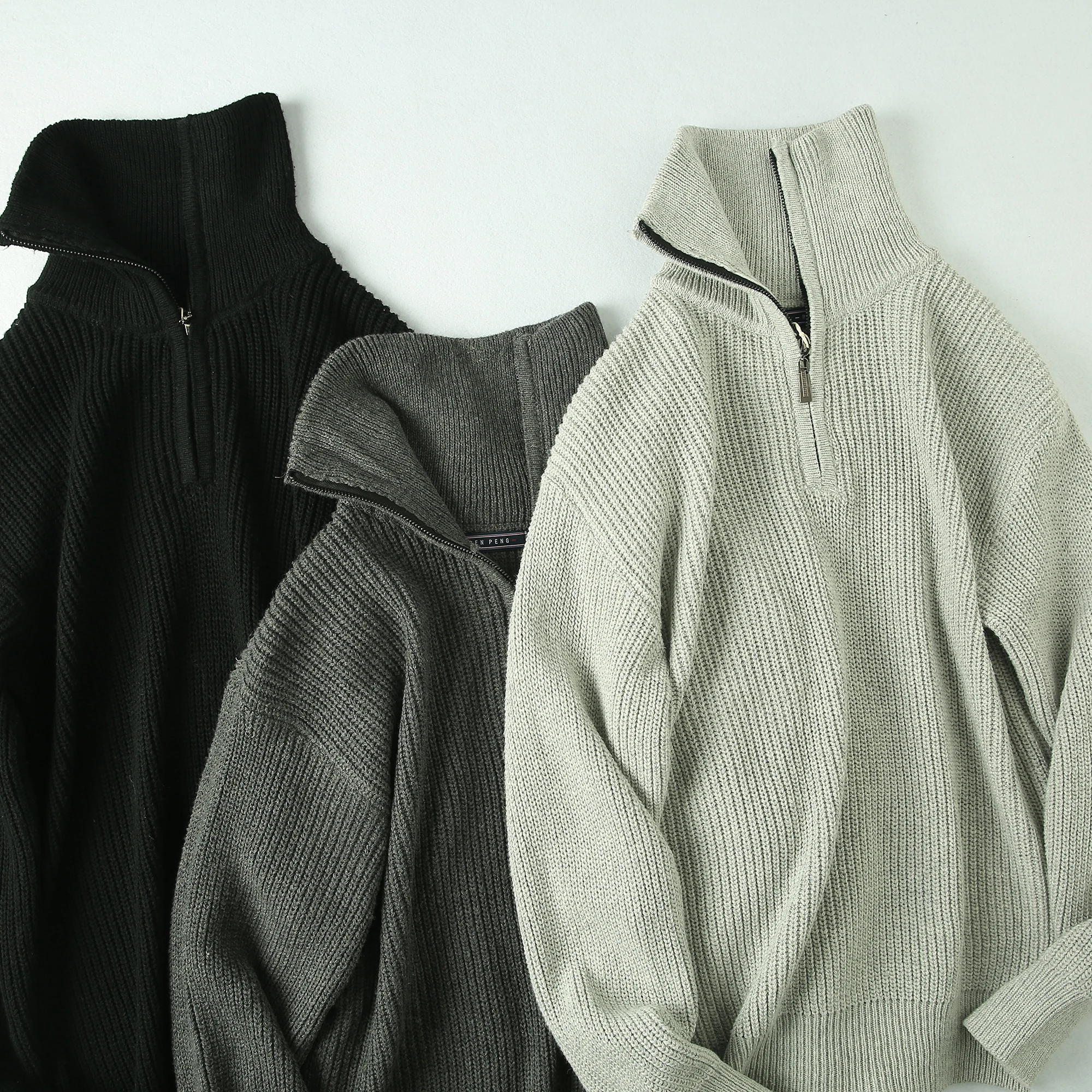 

Trade King Men's Thiened Warm High Collar Zipper Knitted Sweater Winter f Zipper Pullover Long Sve Casual Comfortable