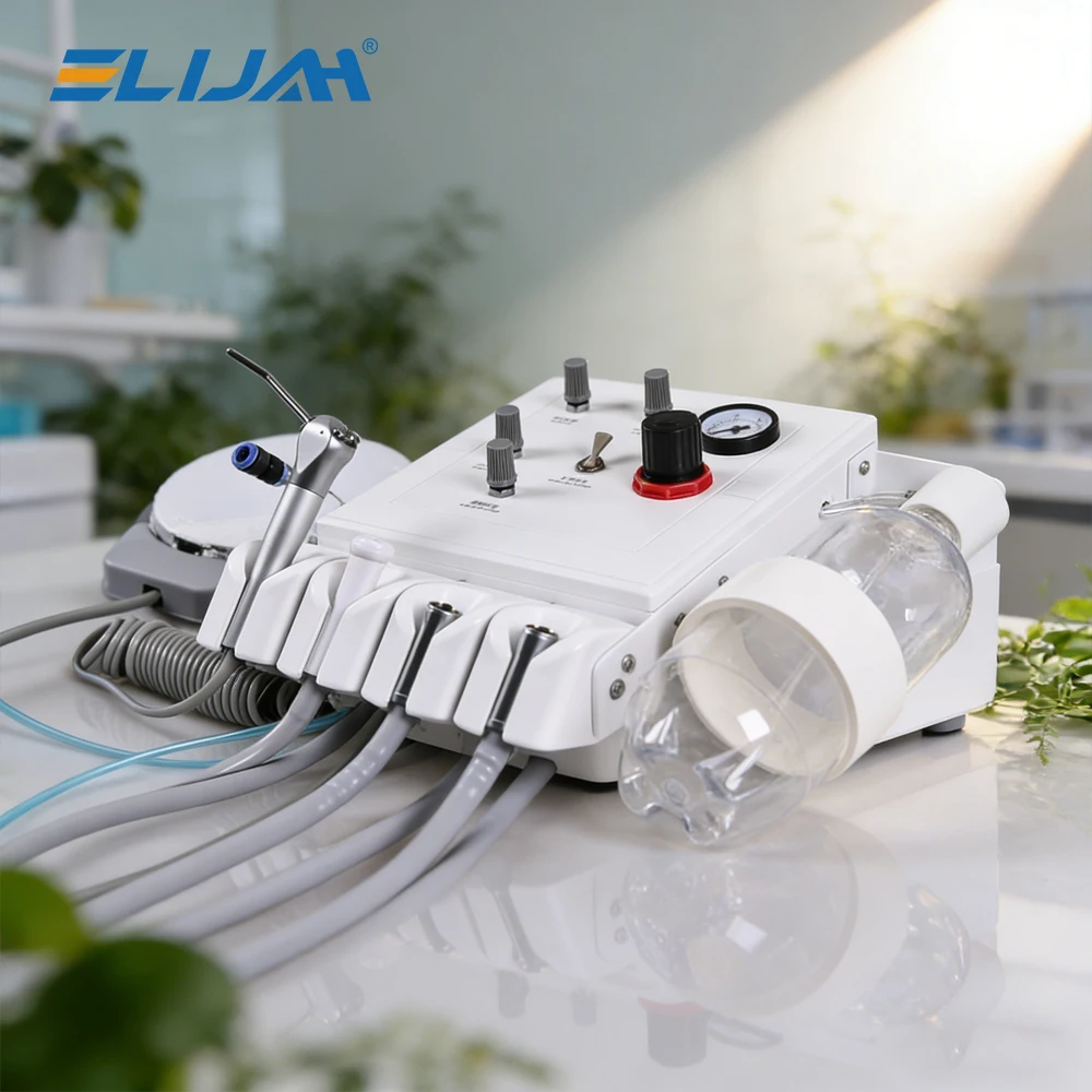 

ELIJAH Dental 2/4Holes Air Turbine Wall-mounted Air Turbine Unit with 3 Way Syringe Handpiece Dentistry Teeth Whitening Tools