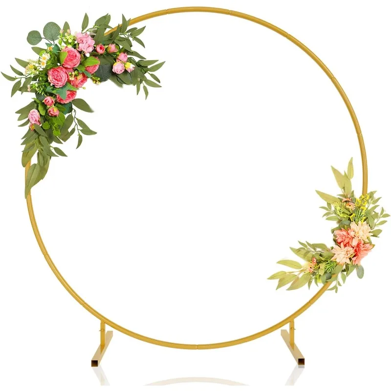 

7.2ft Round Backdrop Stand, Stable Balloon Arch Stand, Metal Wedding Arch Backdrop Stand Circle Backdrop Stand Frame for