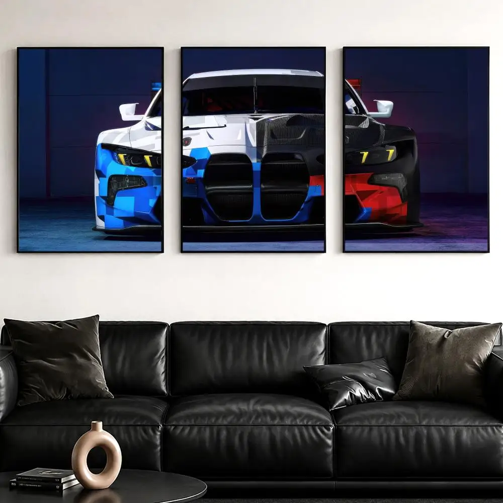 Dynamic Motorsport Car Painting Calligraphy Canvas Wall Art Poster Set for Bedroom Living Room Home Decor Prints Gift