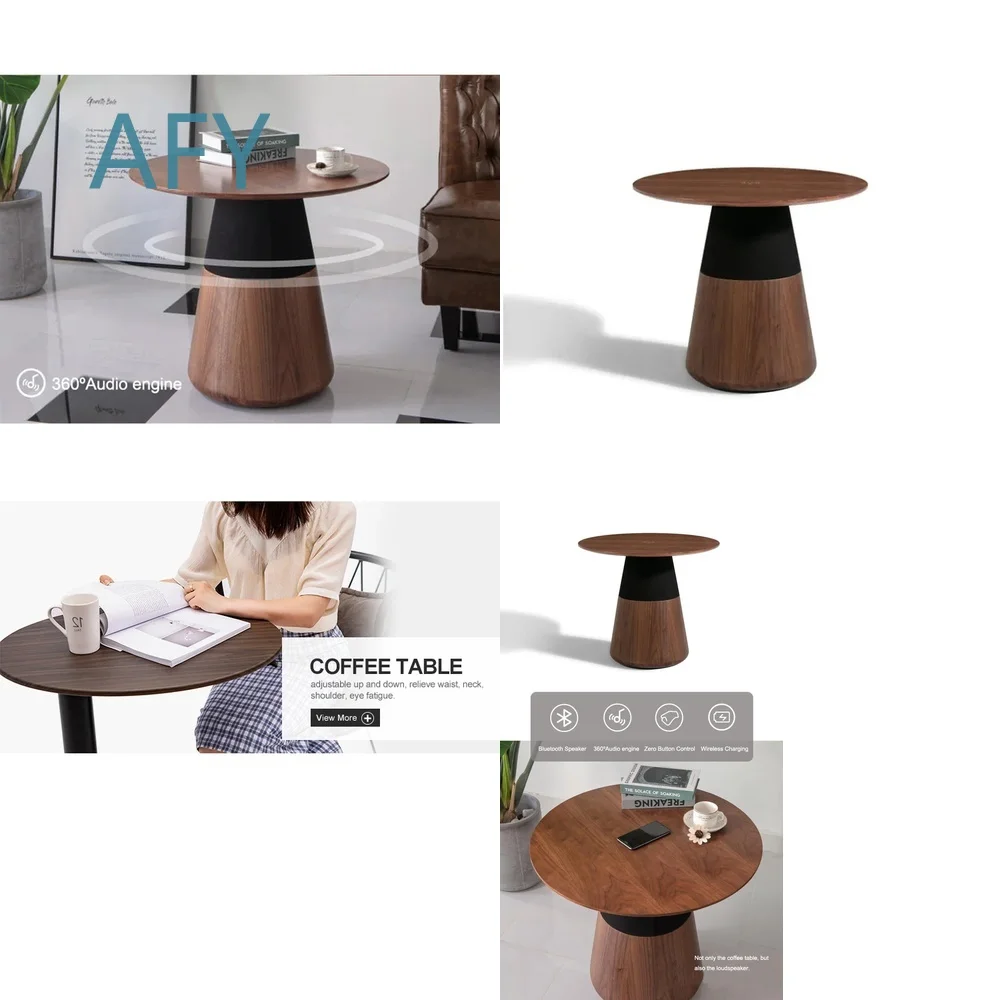 360 Degree Audio Engine for Smart Height Adjustable Coffee Dining Table with USB Charging Port Electric Lift Mechanism Modern