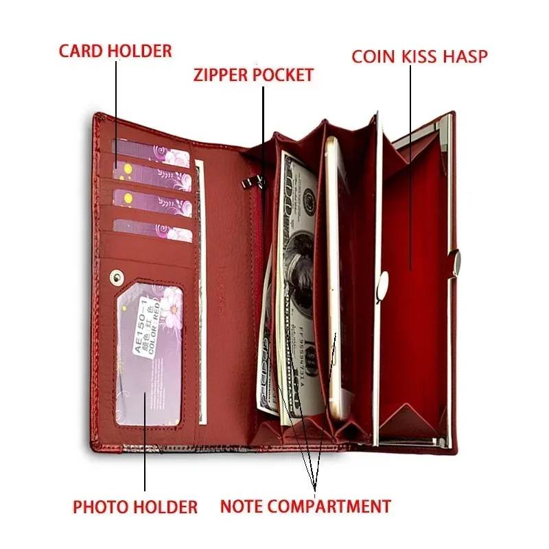 High Quality Women's Wallets Patent Leather Long Card Holder Purses for Women Luxury Designer Handbags and Wallet Clutch Bags
