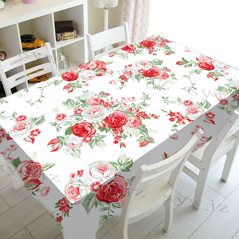 Spring Pink Floral Rectangle Tablecloth Holiday Party Decorations Waterproof Wrinkle Free Tablecloth for Kitchen Table Decor