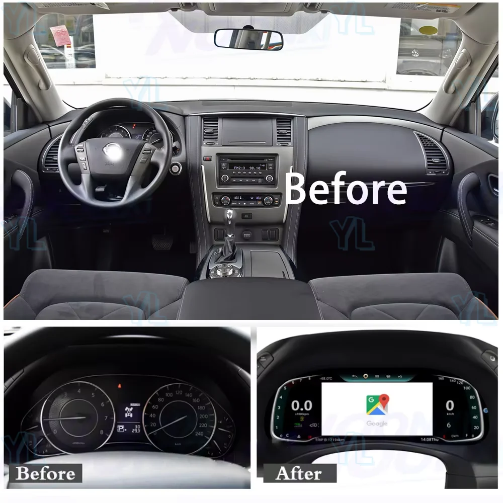 12.3 Inch LCD Digital Cluster For Nissan Patrol Y62 Armada For Infiniti QX80 2015-2021 Instrument Dashboard LCD Speedometer Car