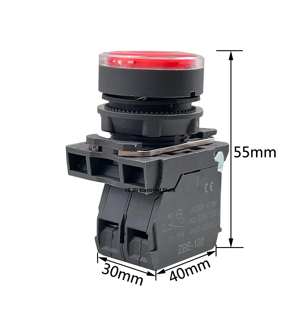 22MM Waterproof Illuminated Push Button Switch Momentary Switch with Integral LED NB5 XB5 AW33B1C 22mm Spring Return