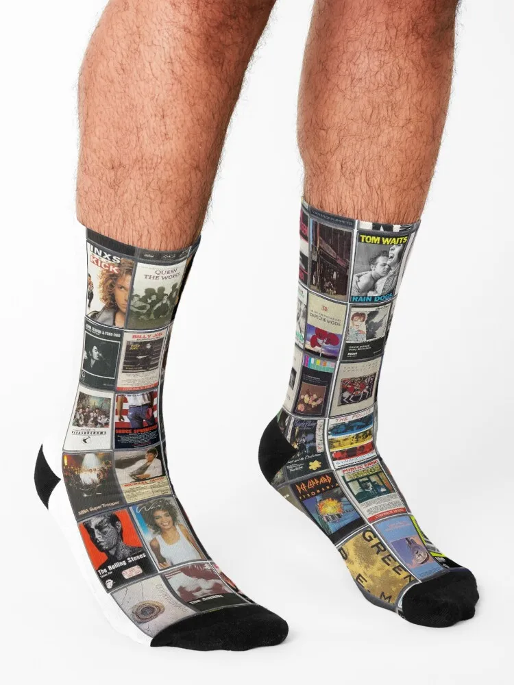 Music of the 1980s - 80's Album Cover Art Socks Stockings warm winter kids golf Socks Women Men's
