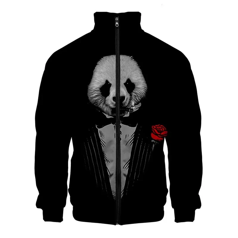 3D Printed Panda Animel Coat Men Cute Panda Zipper Jacket For Mens Women Casual Long Sleeve Oversized Men Fall Jacket