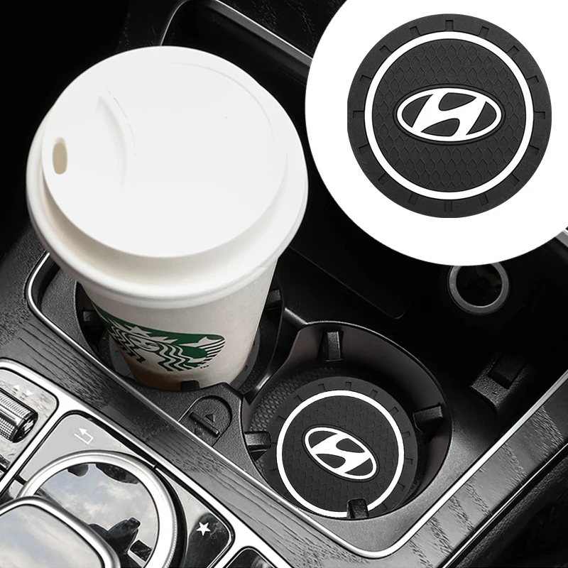 Car Waterproof Water Cup Mat Anti-Skid Pads For Hyundai Genesis I10 I20 I30 IX20 IX35 Kona Getz Sonata Tiburon Auto Accessories