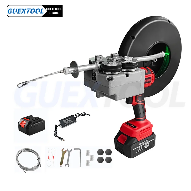 Threading Device Automatic Electric Wire Puller Cable Push Puller Wall Threading Machine Rechargeable Li-Ion Stringing Machine