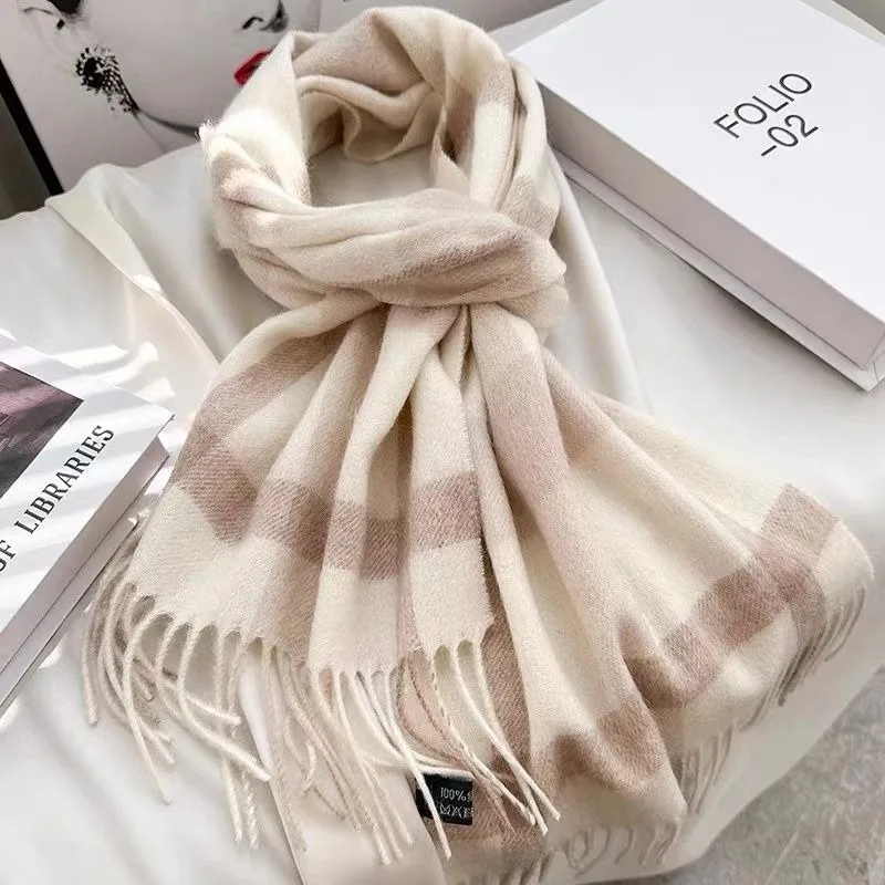 2024 New Scarf Korean Fashion Checkered Winter Thickened Student Couple Scarf Autumn Warm Shawl