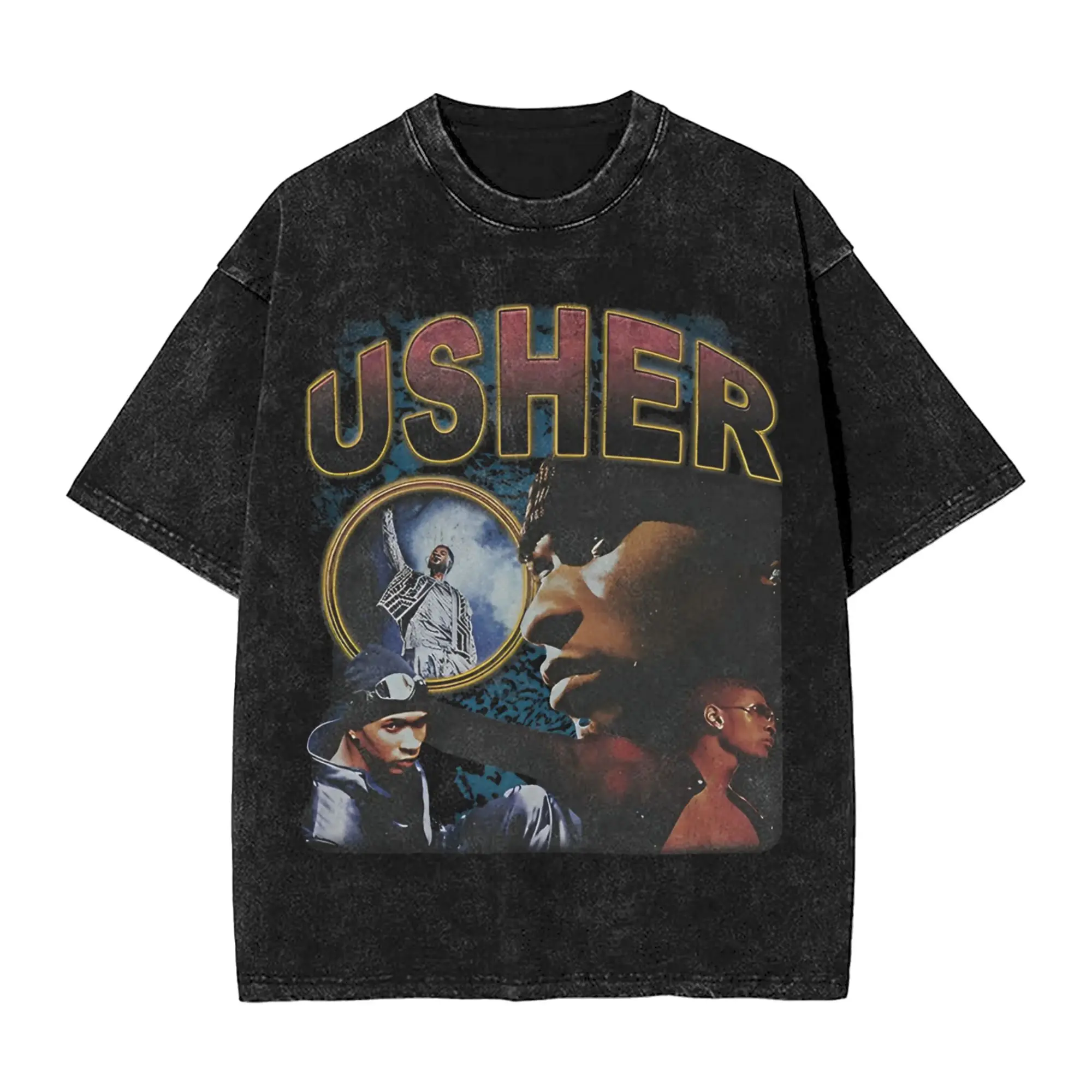 

Usher Past Resent Future 2024 Tour Bootleg Cotton T-Shirts Popular Tee Shirt for Man Summer Y2K Retro Printed Top Tees
