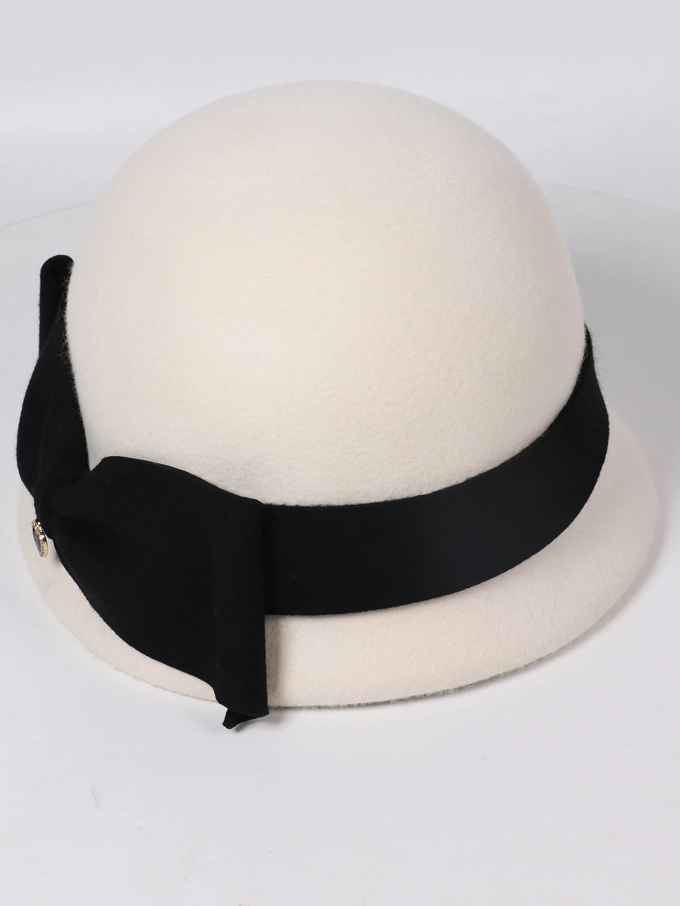 أنيقة فاخرة الشتاء الصوف ورأى الرامي القبعات للنساء أسود/أبيض حليقة حافة أفضل قبعة لحفل زفاف الكنيسة كوكتيل فستان حفلة الشاي #4