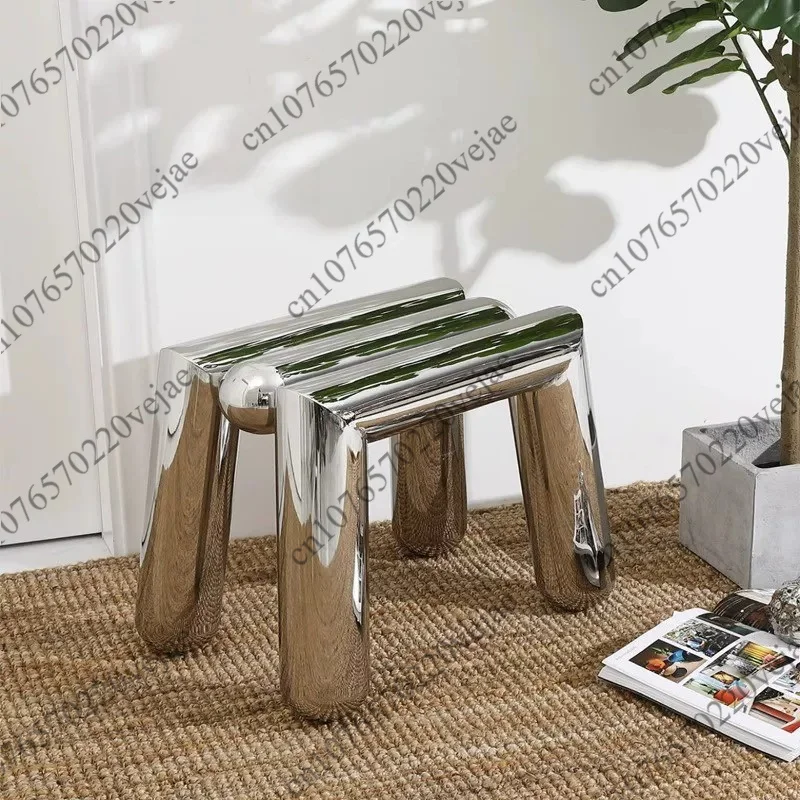 Stainless Steel Shoe Stool, Mobile Living Room Shelf, Tea Table, Hallway Low Stools, Bedroom Makeup Chair, Movable Furniture