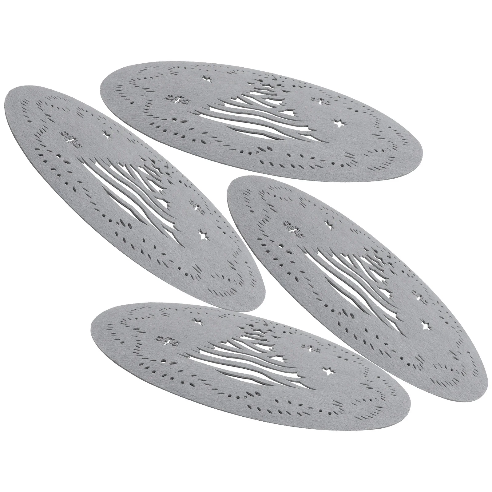 

4Pcs Festive Christmas Tree Placemats Felt Table Coasters Holiday Party Table Decor Home Kitchen Xmas Dinner Mat Set