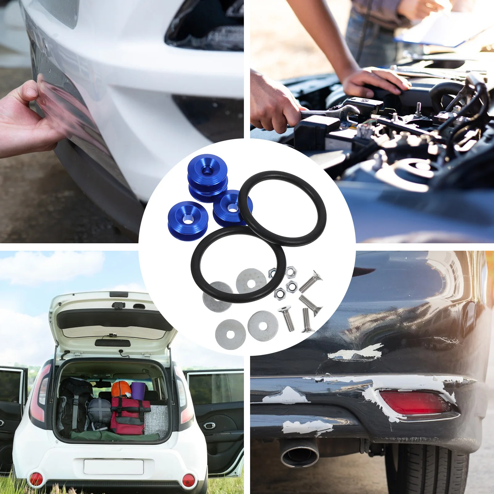 

1 комплект крепежных болтов для бампера, прочный быстросъемный комплект болтов для шайбы бампера из алюминиевого сплава, комплект креплений для безопасной установки