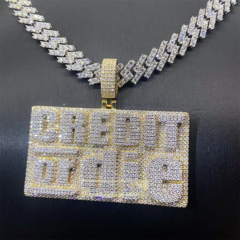 JEWE Pass Diamond Tester Customized Big Guy Iced Out Jewelry Luxury Style Buss Down Vvs1 Moissanite Pendant Necklace