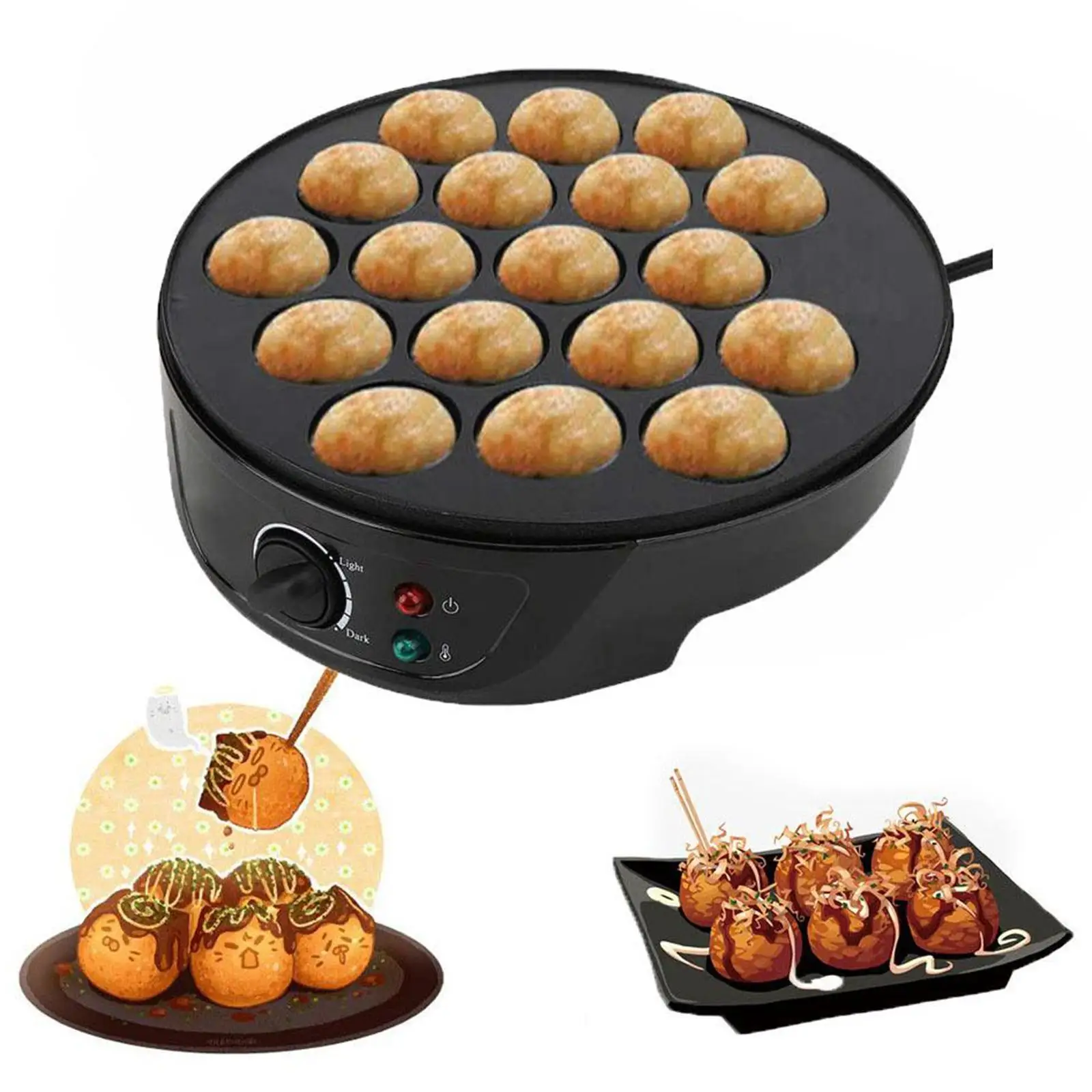 Takoyaki Machine 18 Holes Mini Baking Pan Electric Takoyaki Maker Balls Grill Breakfast Machine 220-204V Baking Grill