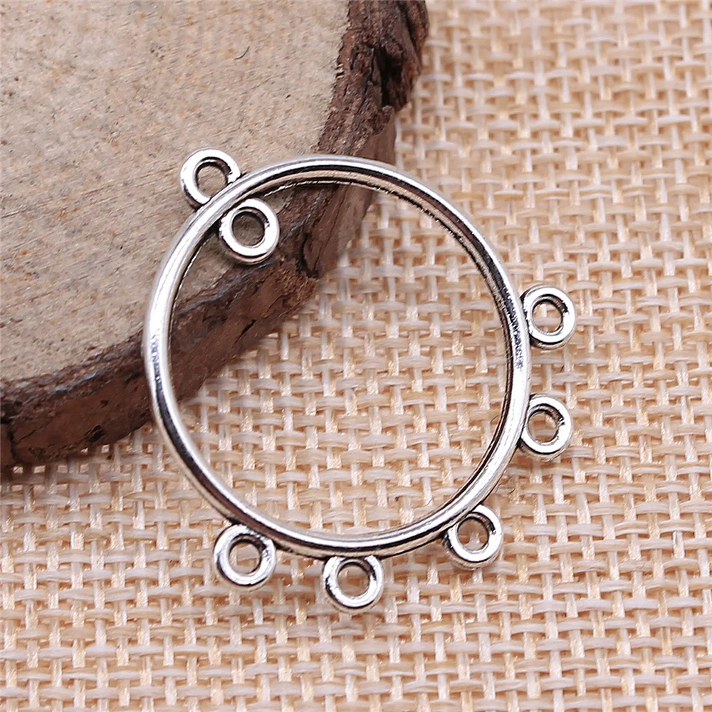 

150pcs/bag 30x28mm Round Earrings Connector For Earring Making Antique Silver Color Round Earrings Connector Charm Finding