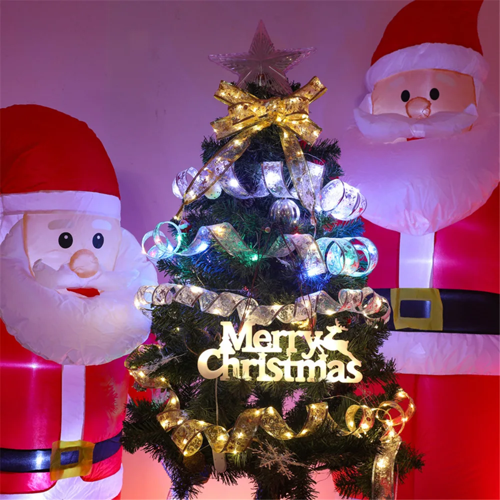 Christmas Decoration LED Ribbon Fairy Lights Christmas Tree Ornaments for Home DIY Bows Light String Navidad New Year 2024