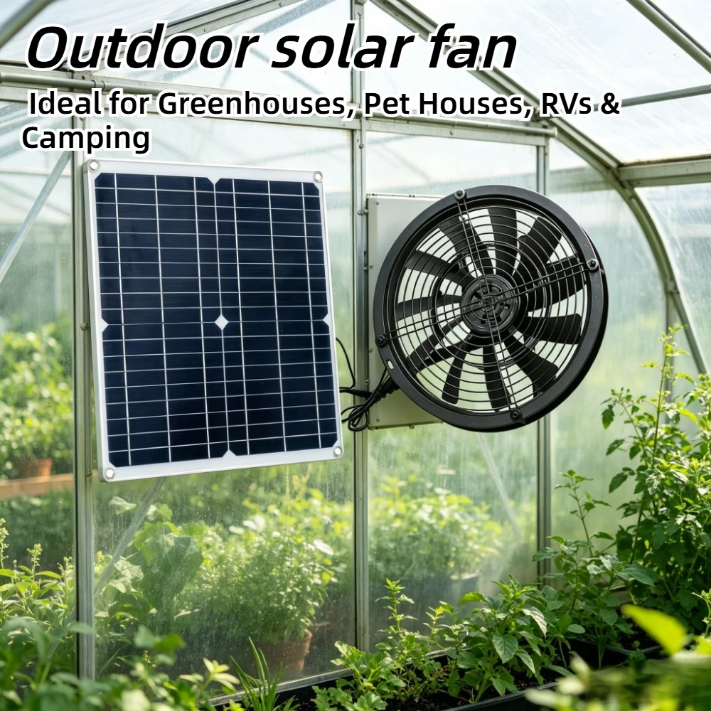 

15W 25W NEW Solar Exhaust Fan Kit IP65 Waterproof Ventilation Fan for Greenhouse Chicken Coop Dog House RV Shed Outdoor Use