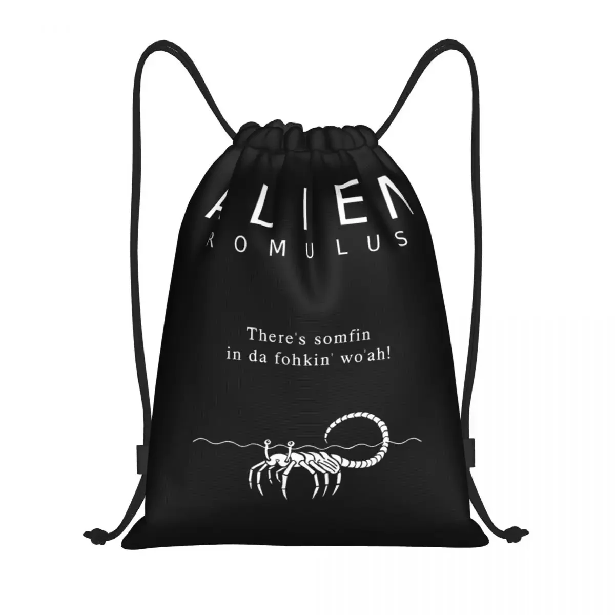 Alien Romulus Funny Print Xenomorph Drawstring Bags Sports Backpack Gym Sackpack String Bags for Running