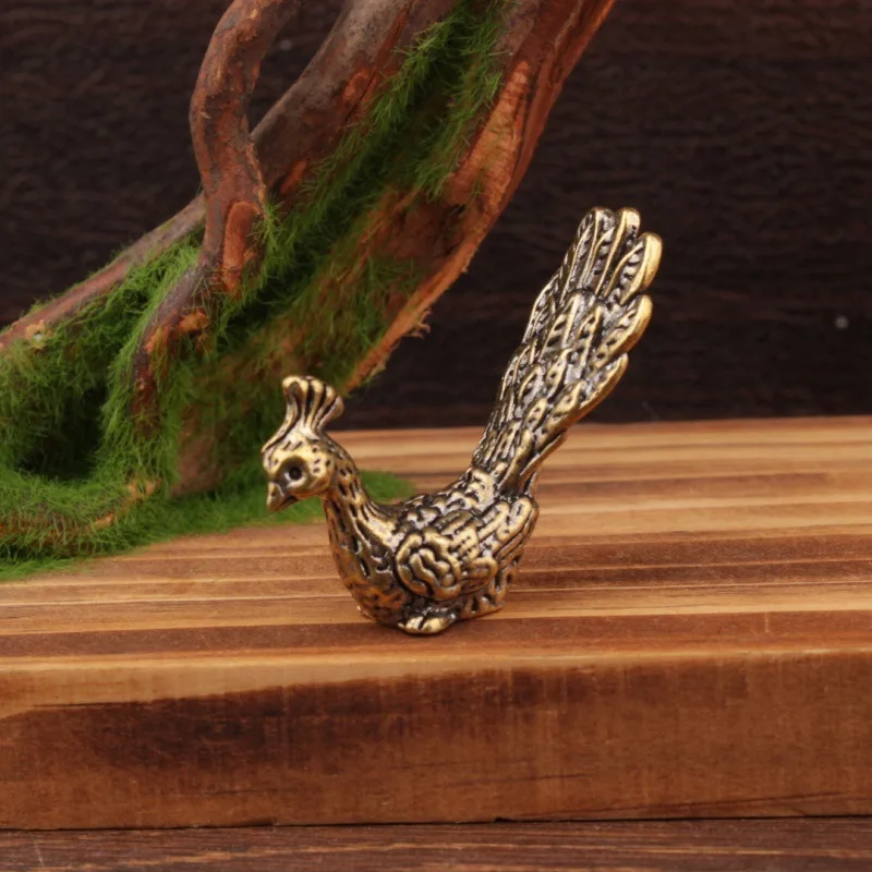 1/2pcs Brass Peacock Open Screen Ornament Antique Jucai Tea Pet Office Desktop Copper Ornament Copper
