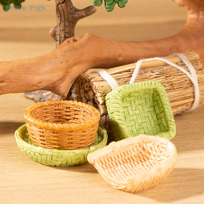 Dollhouse Simulation Bamboo Basket Chair Dustpan 1/12 Dollhouse Miniature Furniture Decoration