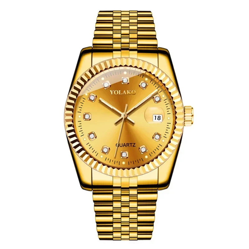 

Couple Quartz Watch for Women Men Diamond Stainless Steel Calendar Lover Simple Leisure Fashion Gold Clock Wristwatch Relogio